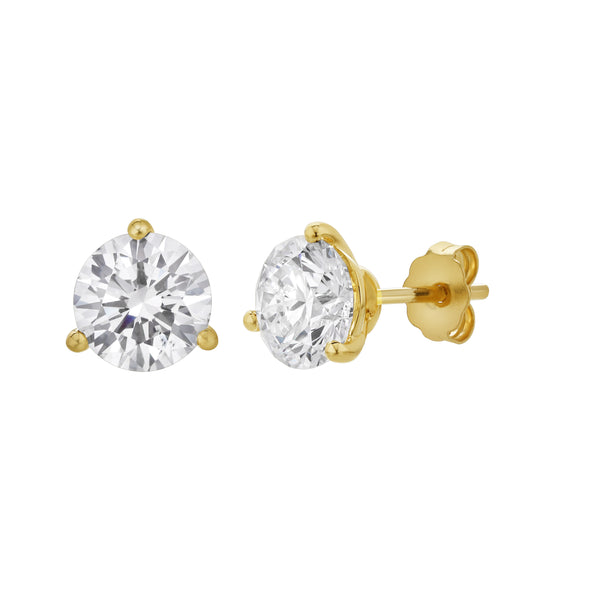 LuvMyJewelry Ellipse 14K Yellow Gold Lab Grown Round Solitaire Diamond Earrings - 2.14 Cts