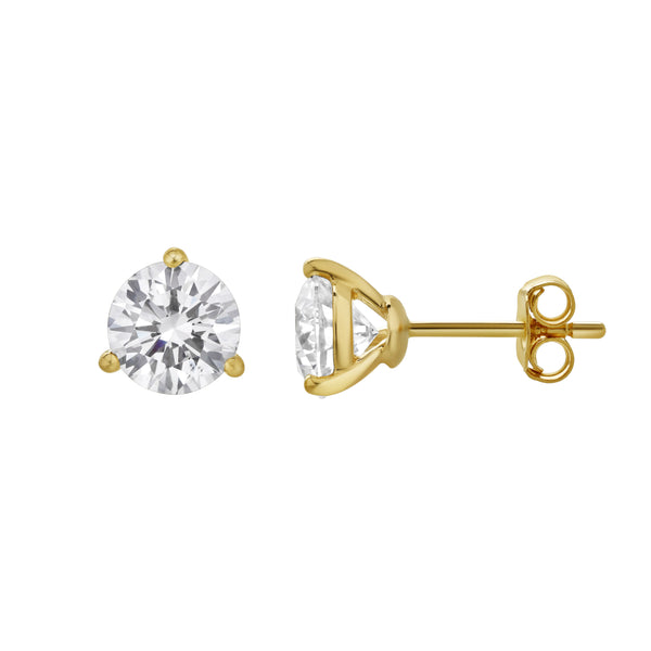 LuvMyJewelry Ellipse 14K Yellow Gold Lab Grown Round Solitaire Diamond Earrings - 2.14 Cts
