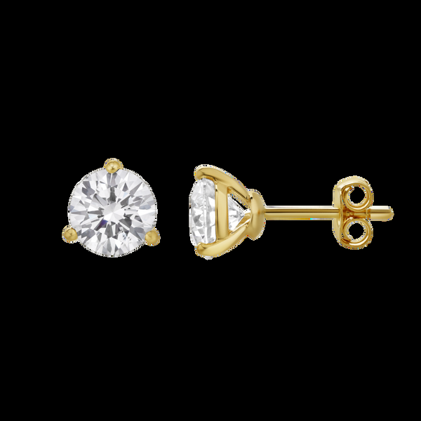LuvMyJewelry Ellipse 14K Yellow Gold Lab Grown Round Solitaire Diamond Earrings - 2 Cts