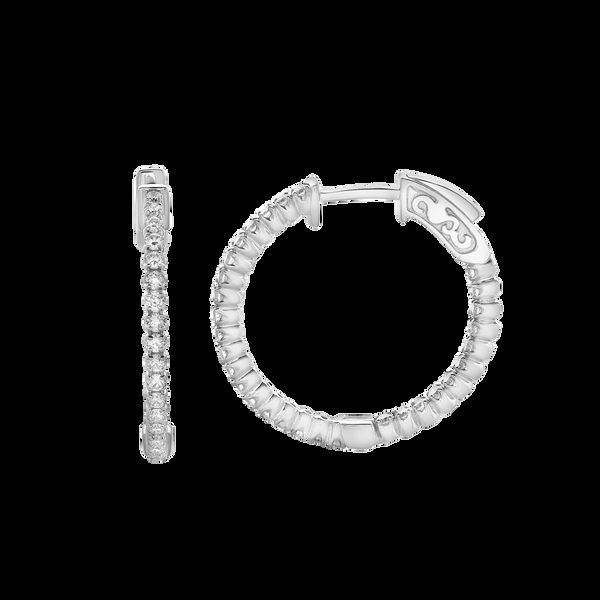 LuvMyJewelry Eloise Sleek Inside Out Diamond Set Hoop Earrings In 14K White Gold