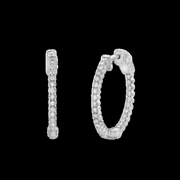 LuvMyJewelry Eloise Sleek Inside Out Diamond Set Hoop Earrings in 14K White Gold