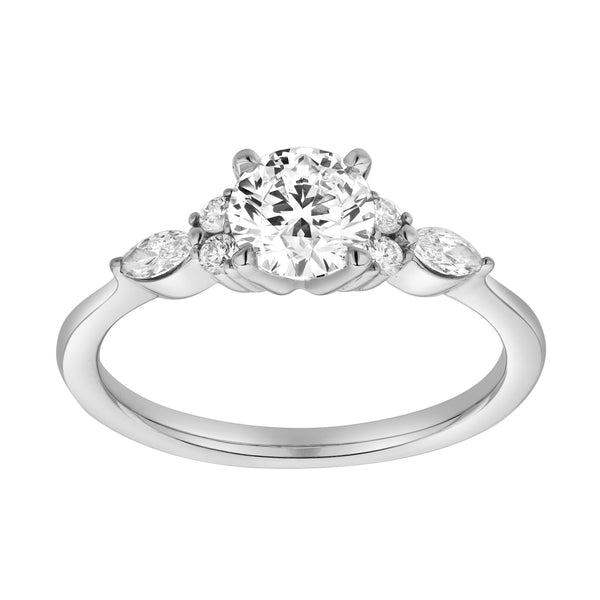 LuvMyJewelry Elora 14K White Gold Round & Marquise Cut Lab Grown Diamond Engagement Ring - 1 Ct