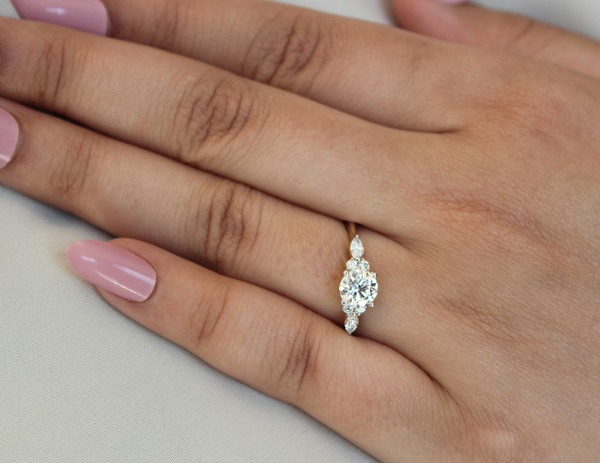 LuvMyJewelry Elora 14K Yellow Gold Round & Marquise Cut Lab Grown Diamond Engagement Ring - 1 Ct