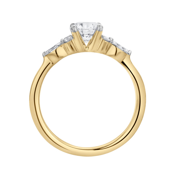 LuvMyJewelry Elora 14K Yellow Gold Round & Marquise Cut Lab Grown Diamond Engagement Ring - 1 Ct