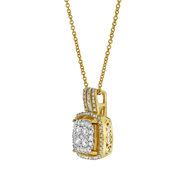 LuvMyJewelry Elysian Square Diamond Pendant In 10K Yellow Gold