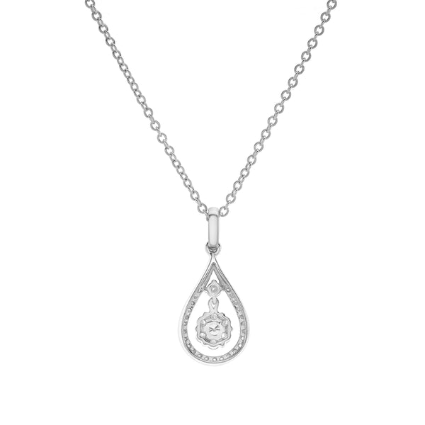 LuvMyJewelry Elysian Teardrop Diamond Pendant 14K White Gold