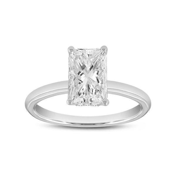 LuvMyJewelry Eman 14K White Gold Radiant Cut Lab Grown Diamond Hidden Halo Engagement Ring - 2.05 Ct