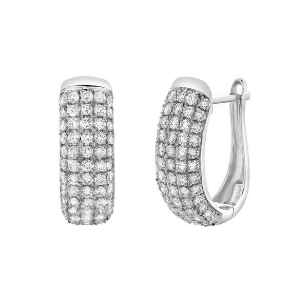 LuvMyJewelry Ember Diamond Dome Huggie Hoop Earrings In 14K White Gold