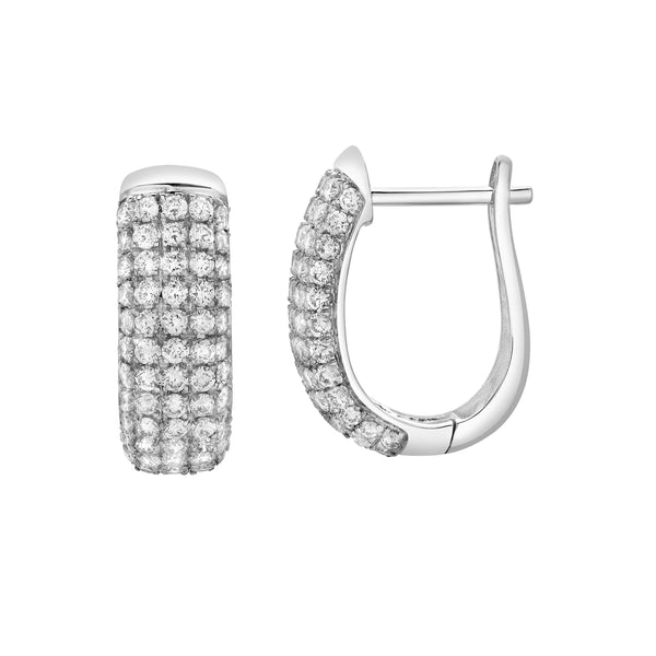LuvMyJewelry Ember Diamond Dome Huggie Hoop Earrings in 14K White Gold