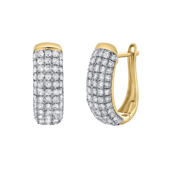 LuvMyJewelry Ember Diamond Dome Huggie Hoop Earrings In 14K Yellow Gold