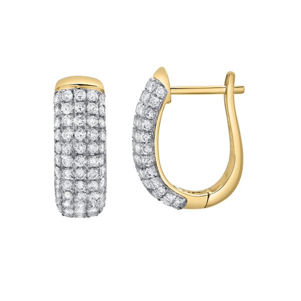 LuvMyJewelry Ember Diamond Dome Huggie Hoop Earrings in 14K Yellow Gold