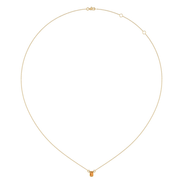 LuvMyJewelry Emerald Cut Citrine & Diamond Birthstone Necklace In 14K Yellow Gold