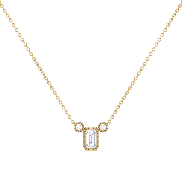 LuvMyJewelry Emerald Cut Diamond Birthstone Necklace In 14K Yellow Gold