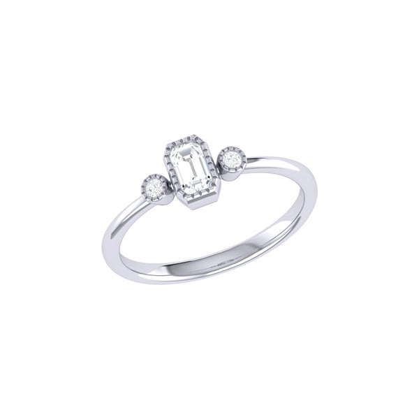 LuvMyJewelry Emerald Cut Diamond Birthstone Ring In 14K White Gold