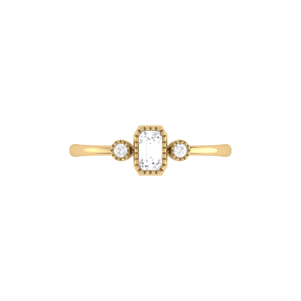 LuvMyJewelry Emerald Cut Diamond Birthstone Ring In 14K Yellow Gold
