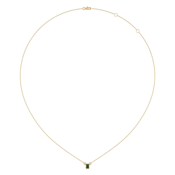 LuvMyJewelry Emerald Cut Emerald & Diamond Birthstone Necklace In 14K Yellow Gold