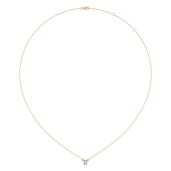 LuvMyJewelry Emerald Cut Tanzanite & Diamond Birthstone Necklace In 14K Yellow Gold