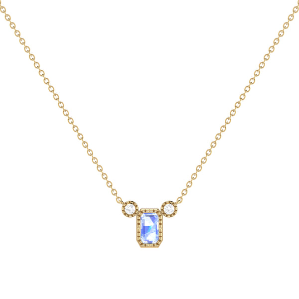 LuvMyJewelry Emerald Cut Tanzanite & Diamond Birthstone Necklace In 14K Yellow Gold