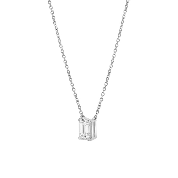 LuvMyJewelry Emerald Elegance 14K White Gold Lab Grown Diamond Necklace - 0.75 Ct