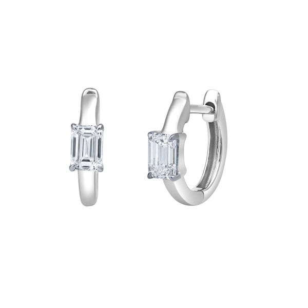 LuvMyJewelry Emerald Elegance 14K White Gold Lab Grown Diamond Huggies - 0.75 Ct