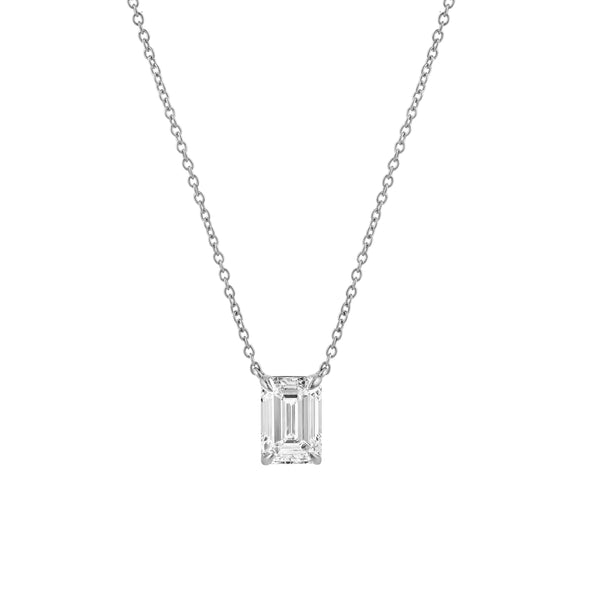 LuvMyJewelry Emerald Elegance 14K White Gold Lab Grown Diamond Necklace - 1.50 ct