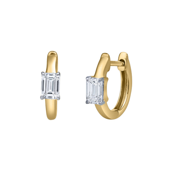 LuvMyJewelry Emerald Elegance 14K Yellow Gold Lab Grown Diamond Huggies - 0.75 Ct