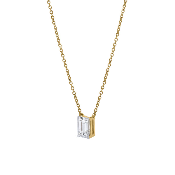 LuvMyJewelry Emerald Elegance 14K Yellow Gold Lab Grown Diamond Necklace - 1.50 Ct