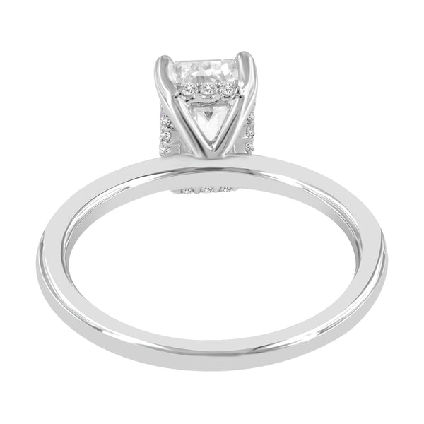 LuvMyJewelry Empress 14K White Gold Emerald Cut Lab Grown Diamond Hidden Halo Engagement Ring - 1.6 Ctw