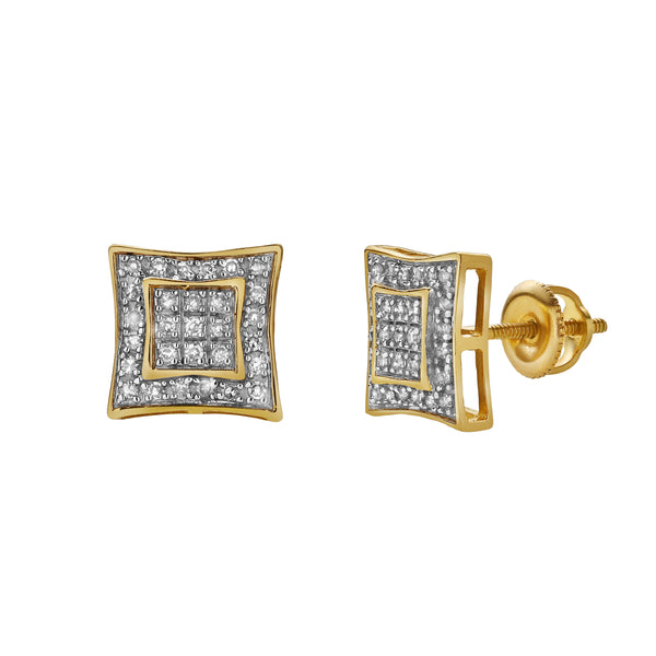 LuvMyJewelry Espelho 10K Yellow Gold Diamond Unisex Earrings - 0.21 Cts