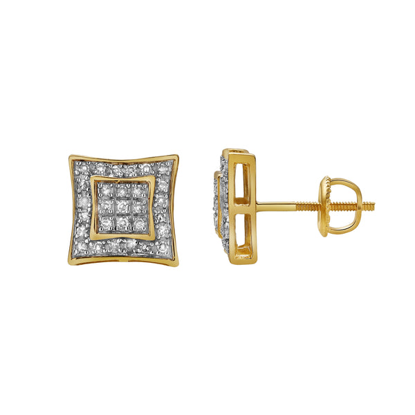 LuvMyJewelry Espelho 10K Yellow Gold Diamond Unisex Earrings - 0.21 Cts