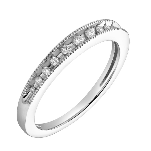 LuvMyJewelry Eternity 14K White Gold Round Diamond Studded Stackable Band Ring - 0.11cts