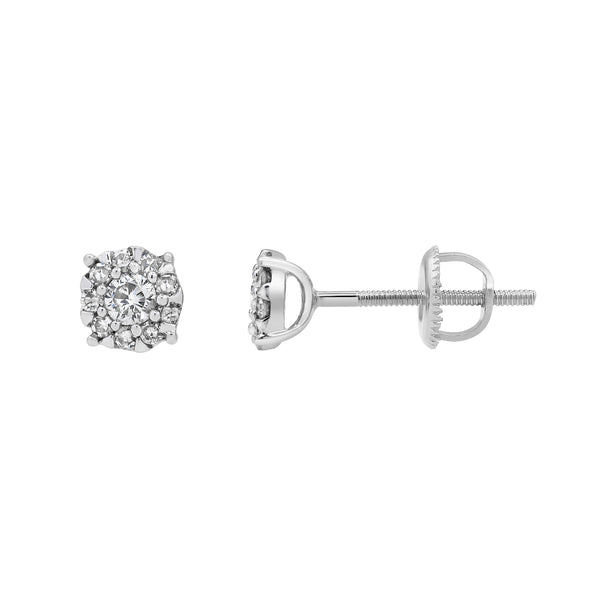 LuvMyJewelry Ethereal 14K White Gold Cluster Diamond Earrings - 0.25 Ct