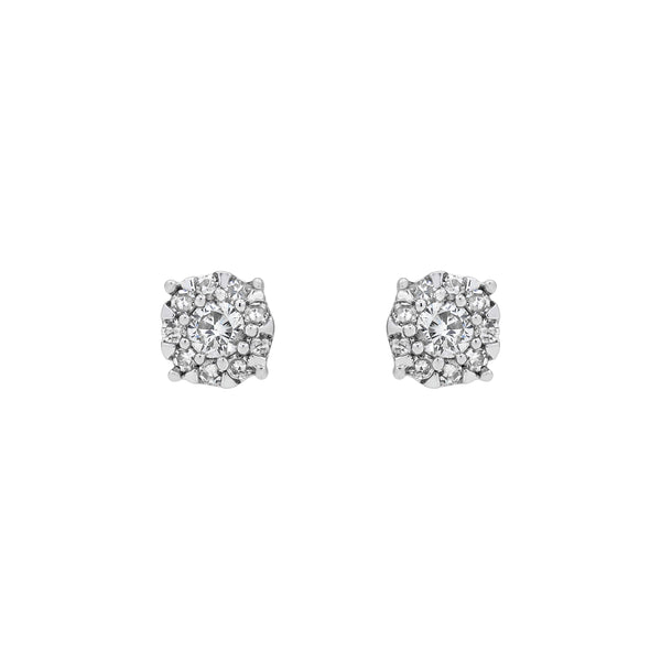 LuvMyJewelry Ethereal 14K White Gold Cluster Diamond Earrings - 0.25 Ct