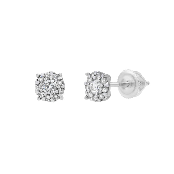 LuvMyJewelry Ethereal 14K White Gold Cluster Diamond Earrings - 0.25 Ct