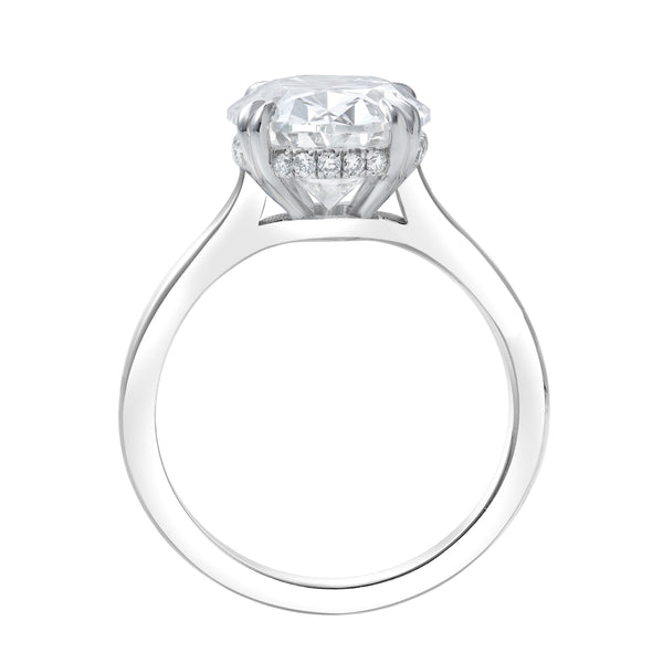 LuvMyJewelry Evania 14K White Gold Oval Cathedral Lab Grown Diamond Hidden Halo Engagement Ring - 5.15 Cts