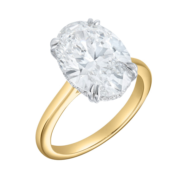 LuvMyJewelry Evania 14K Yellow Gold Oval Cathedral Lab Grown Diamond Hidden Halo Engagement Ring - 5.15 Cts