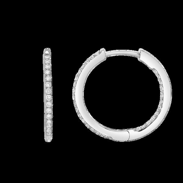 LuvMyJewelry Everbloom Sleek Inside Out Diamond Set Hoop Earrings in 14K White Gold