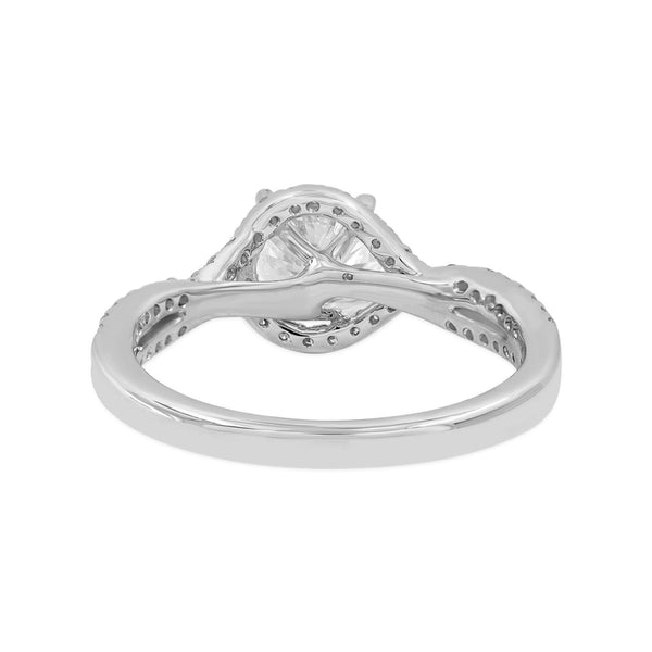 LuvMyJewelry Everly 14K White Gold Round Cut Lab Grown Diamond Halo Twist Engagement Ring - 1.2 Ct