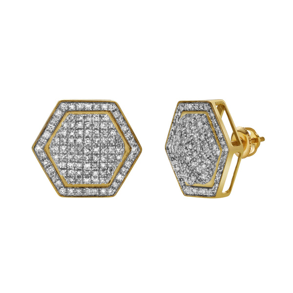 LuvMyJewelry Exatidao 10K Yellow Gold Diamond Unisex Earrings - 0.78 Cts