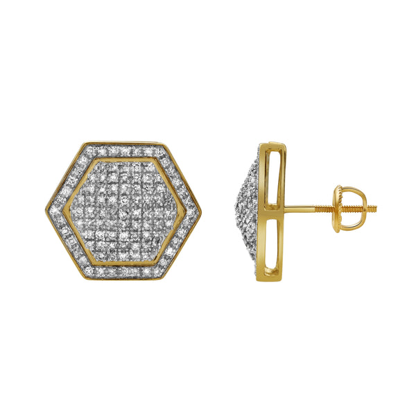 LuvMyJewelry Exatidao 10K Yellow Gold Diamond Unisex Earrings - 0.78 Cts