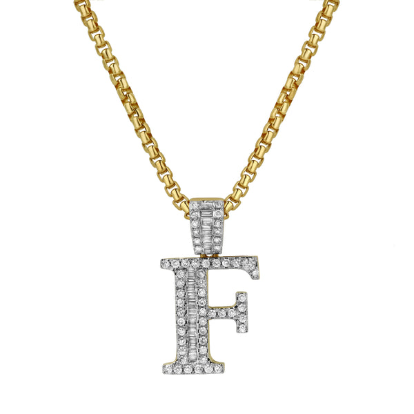 LuvMyJewelry F Initial Diamond Pendant 10K Yellow Gold - 0.71 Carats