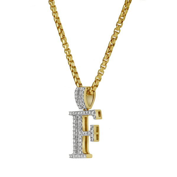 LuvMyJewelry F Initial Diamond Pendant 10K Yellow Gold - 0.71 Carats