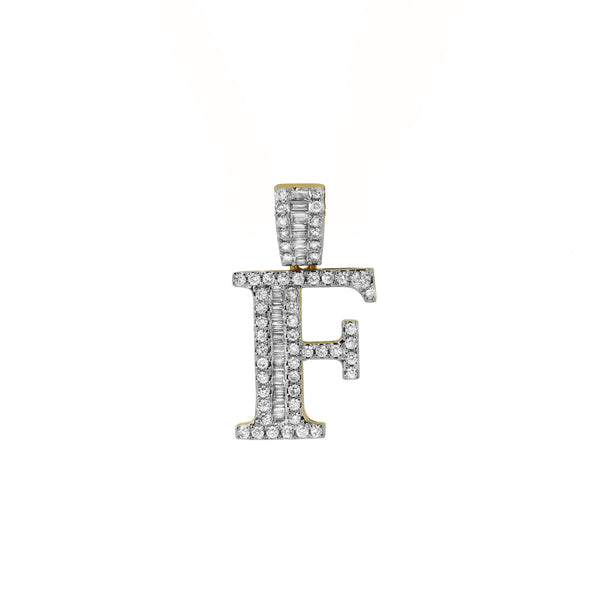 LuvMyJewelry F Initial Diamond Pendant 10K Yellow Gold - 0.71 Carats