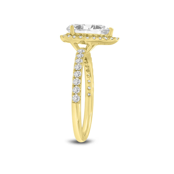 LuvMyJewelry Farah 14K Yellow Gold Pear Lab Grown Diamond Halo Engagement Ring - 1.92 Ct
