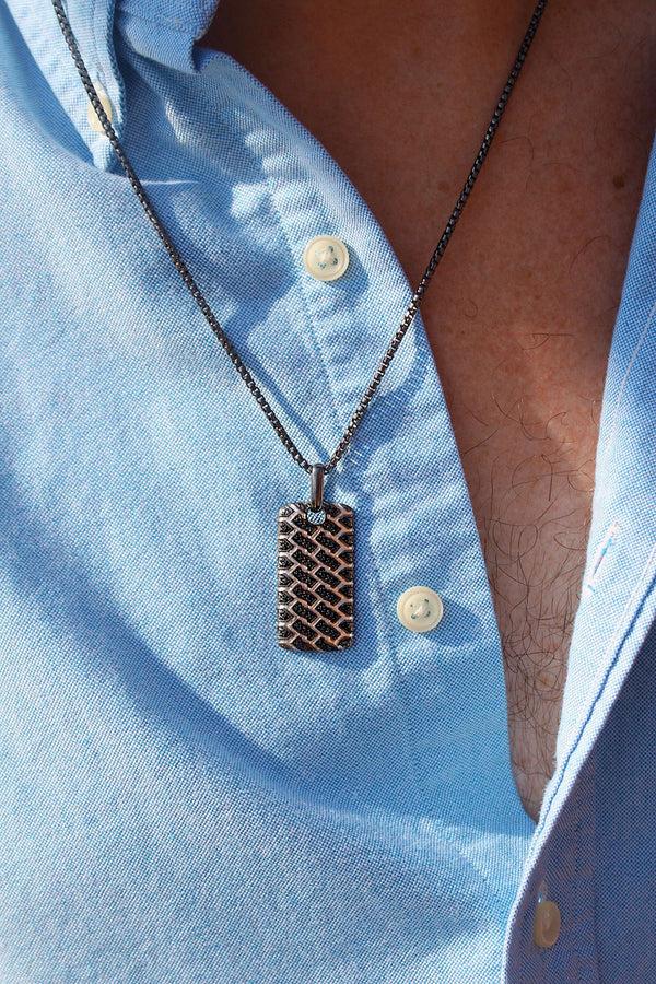 LuvMyJewelry Fast Track Black Rhodium Plated Sterling Silver Tire Tread Black Diamond Tag