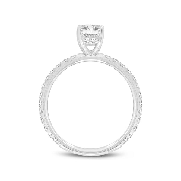 LuvMyJewelry Fiora 14K White Gold Emerald Cut Lab Grown Diamond Hidden Halo Engagement Ring - 1.70 Ctw