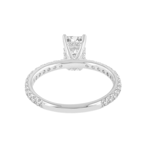 LuvMyJewelry Fiora 14K White Gold Emerald Cut Lab Grown Diamond Hidden Halo Engagement Ring - 1.70 Ctw