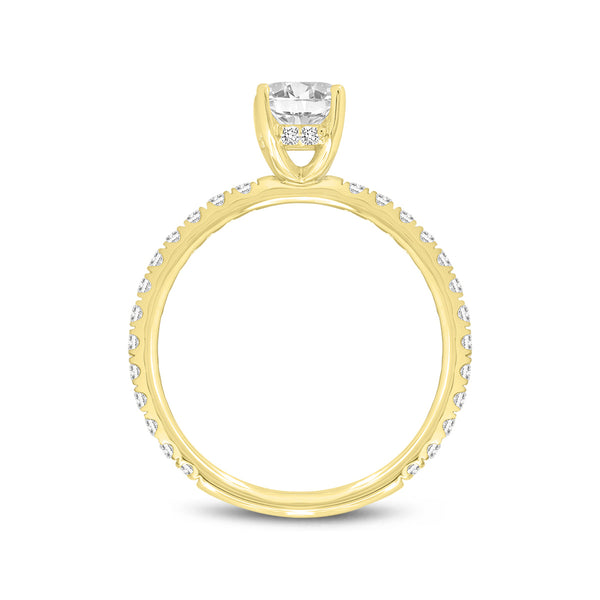 LuvMyJewelry Fiora 14K Yellow Gold Emerald Cut Lab Grown Diamond Hidden Halo Engagement Ring - 1.65 Ctw