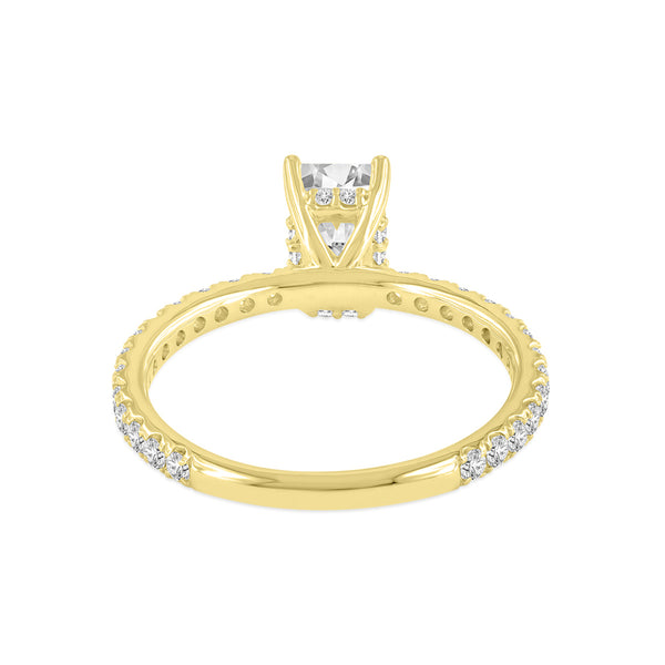 LuvMyJewelry Fiora 14K Yellow Gold Emerald Cut Lab Grown Diamond Hidden Halo Engagement Ring - 1.65 Ctw