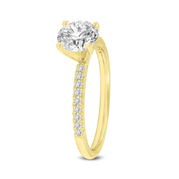 LuvMyJewelry Fleur 14K Yellow Gold Round Cut Lab Grown Round Diamond Engagement Ring - 1.22 Ct